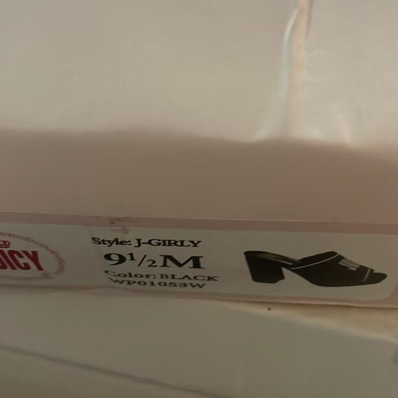 Juicy Couture Y2K Block Heel Logo Sandals J-Girly Black White – Size 9.5 - Picture 9 of 11